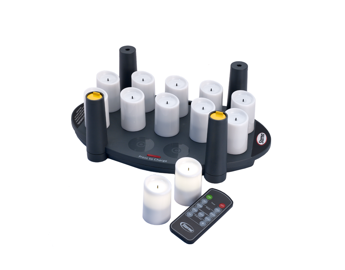 All-in-One Flameless Votive Candle Set w/Charging Tray 60332