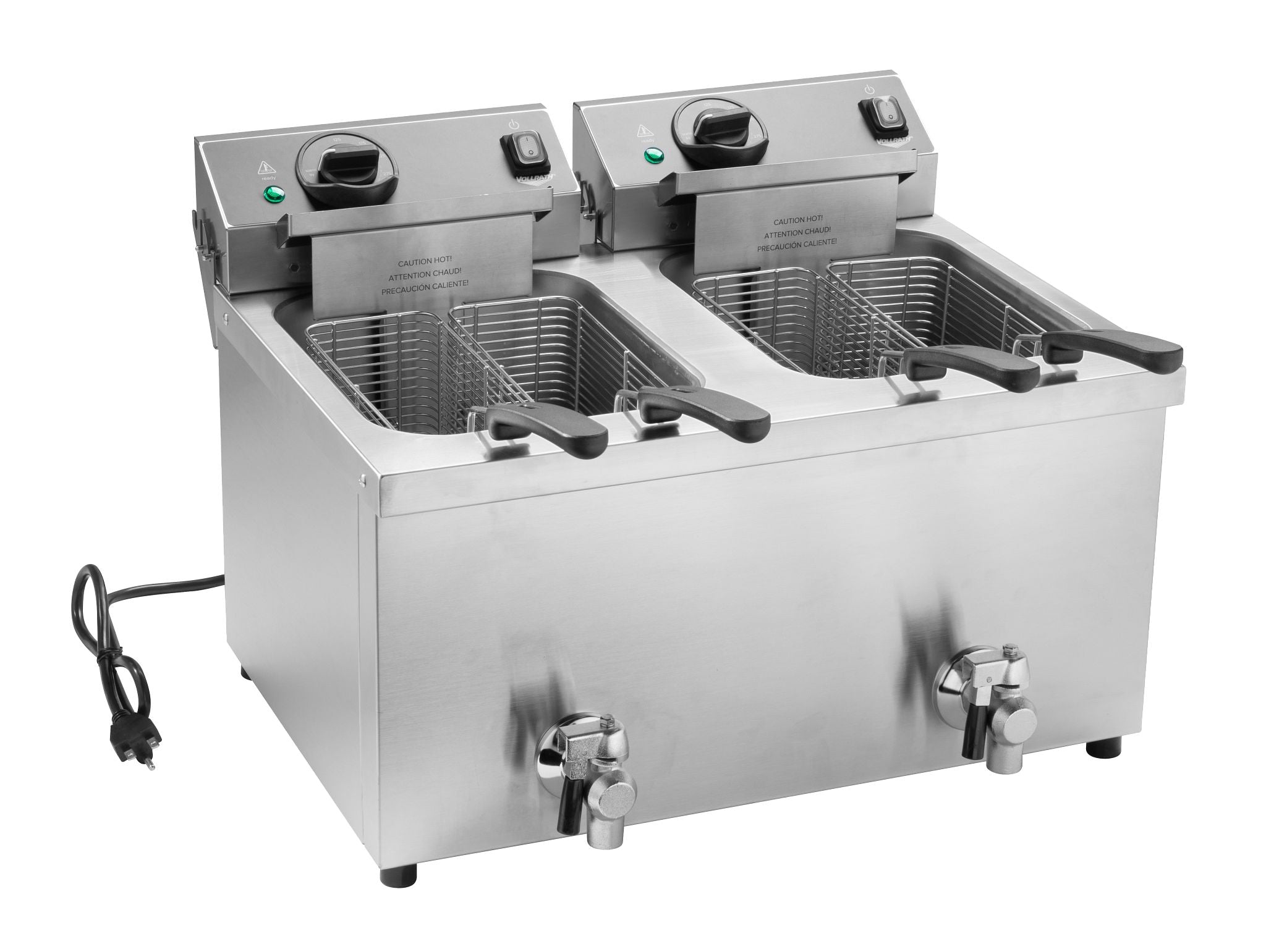 208-280-Volt 15 Lb. Medium-Duty Double-Well Countertop Fryer with Drain