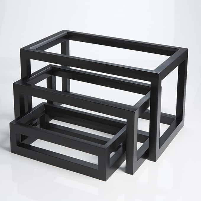 Riser Set, Wooden, Open Frame, Set Of 3