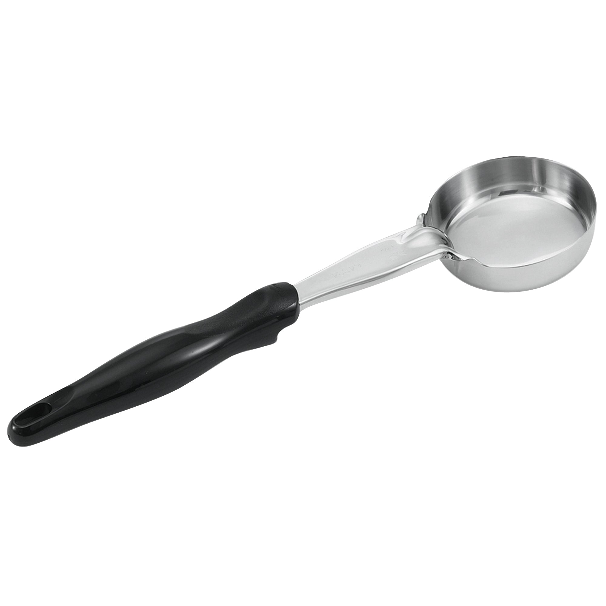 8-ounce one-piece heavy-duty stainless steel round bowl Spoodle® utensil with black nylon handle