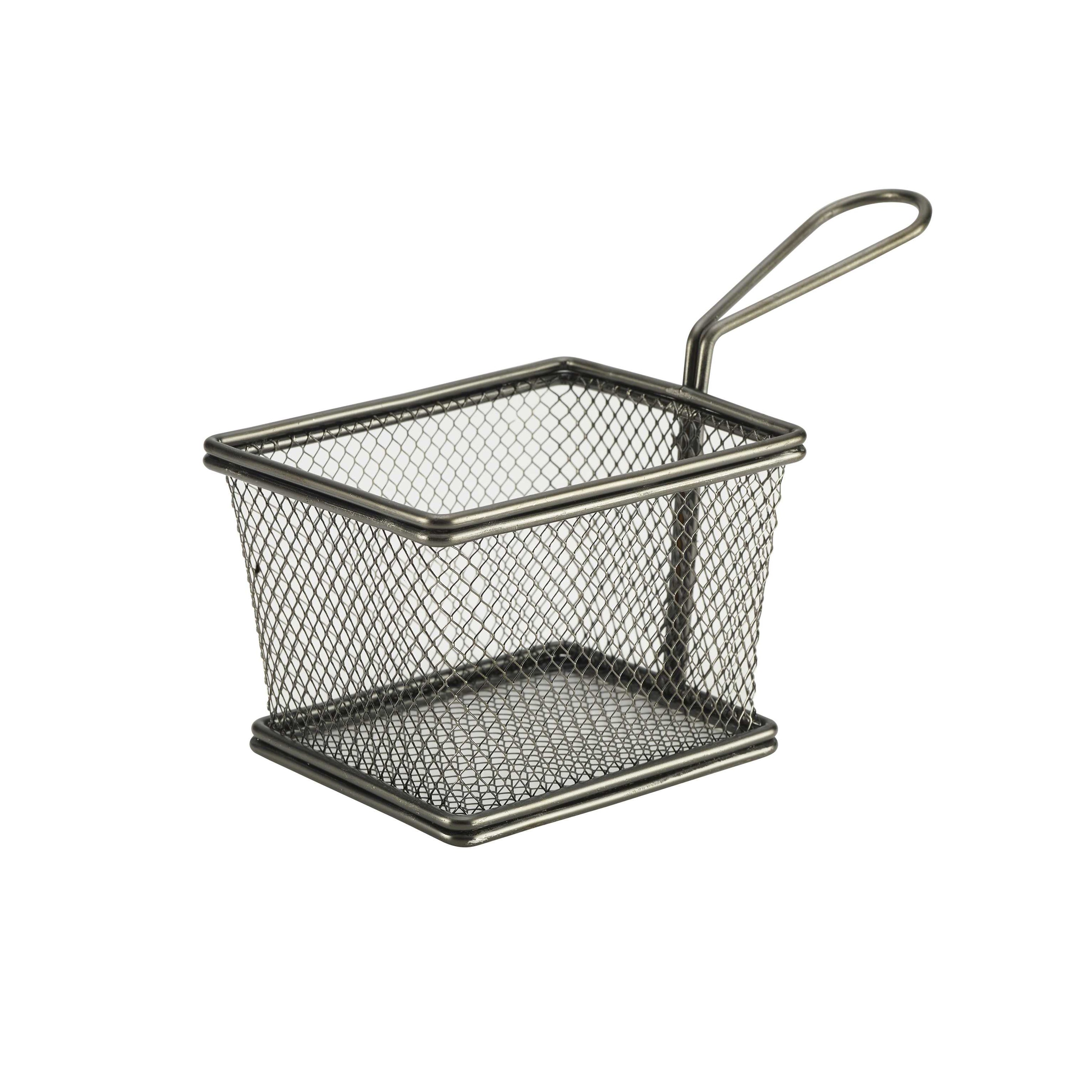 Serving Fry Basket Rectangle L 8.125" W 3.875" Gw Black