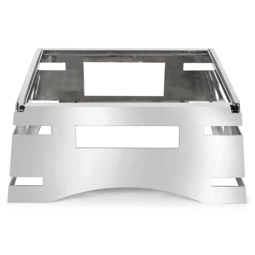REVO All-in-One Chafer Stand, square, 17"W x 16"D x7"H, 18/10 stainless steel, includes hook-on sterno shelf