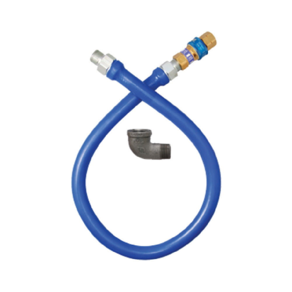 1/2"D Blue Hose™ Moveable Gas Connector Hose Assembly 24"L, Stainless Steel Braid, Retail Box, SnapFast® QD, Street Elbow