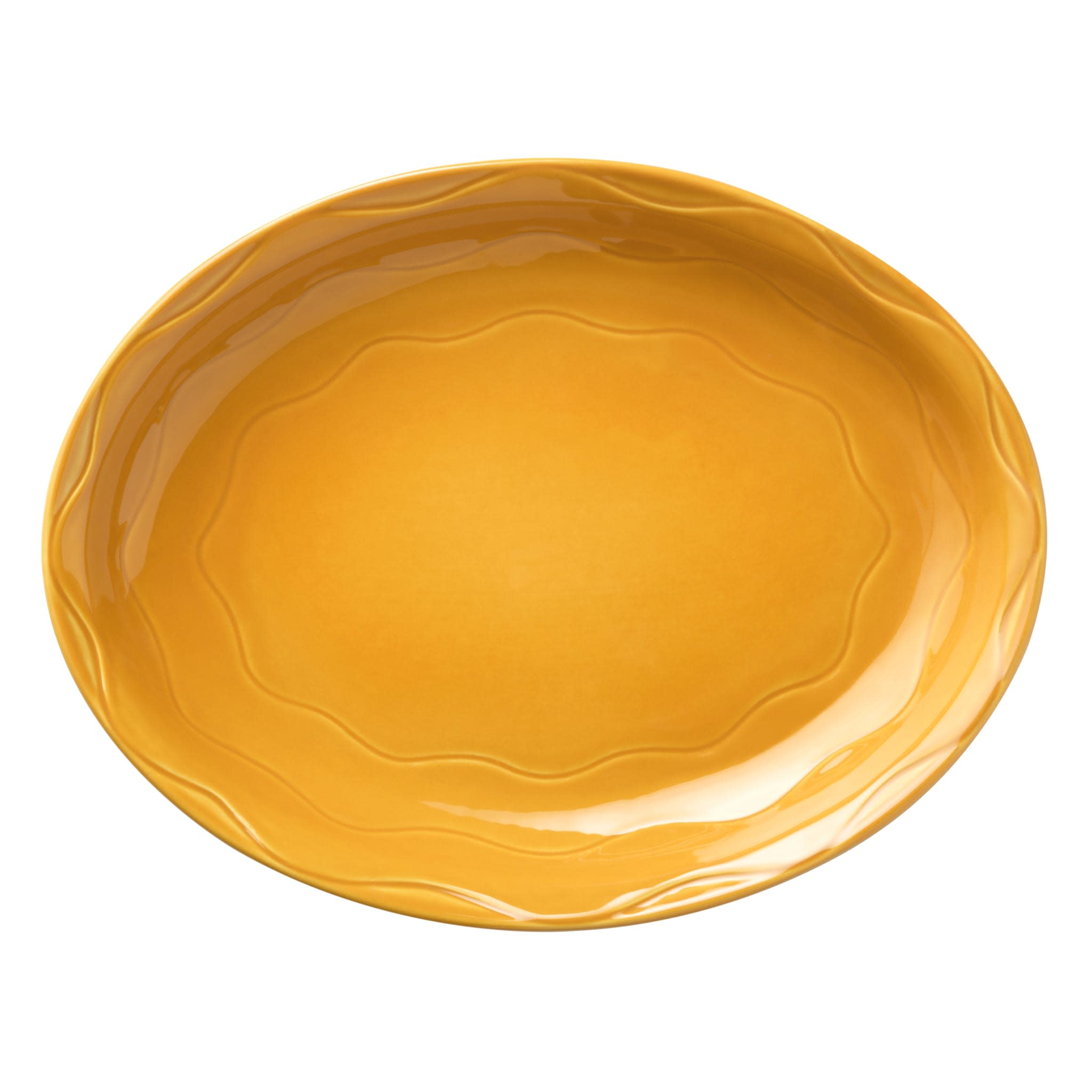 Cantina 11-5/8 in. x 9-1/4 in. Saffron Platter Carved Pattern