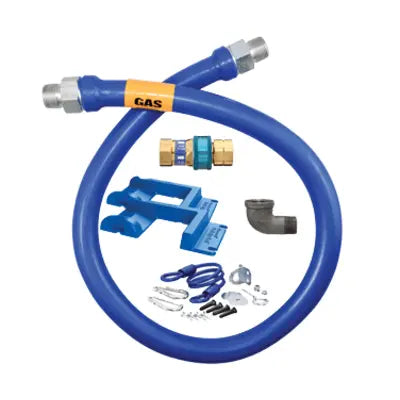 1/2"D Blue Hose™ Moveable Gas Connector 36"L, Stainless Steel Braid, SnapFast® QD, Elbow, Safety Set®