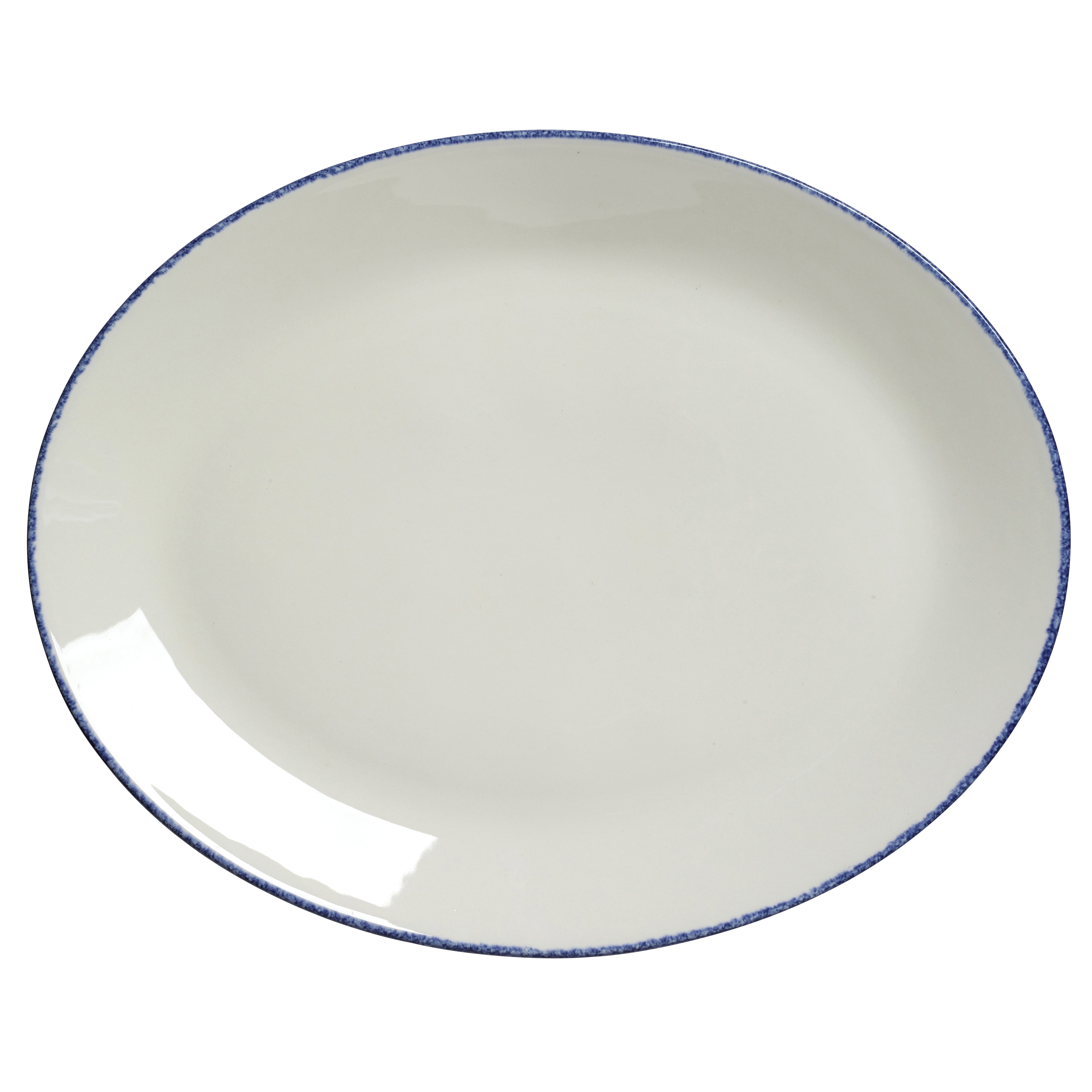 Oval Coupe Platter L 13.5" W 10.5" Blue Dapple