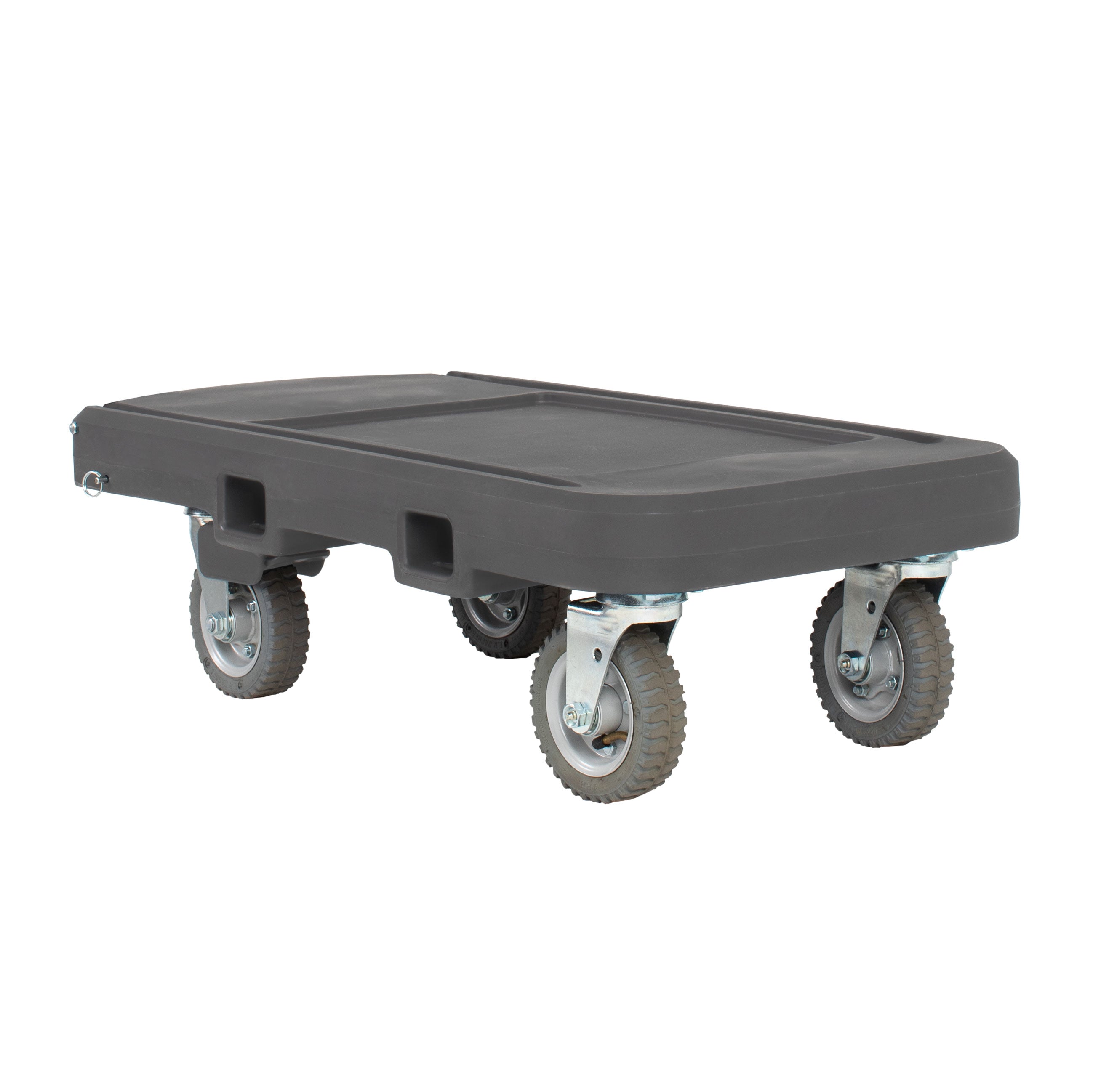 Flatbed Utility Dolly In Dark Gray with 6” Pneumatic Wheels and Straps
