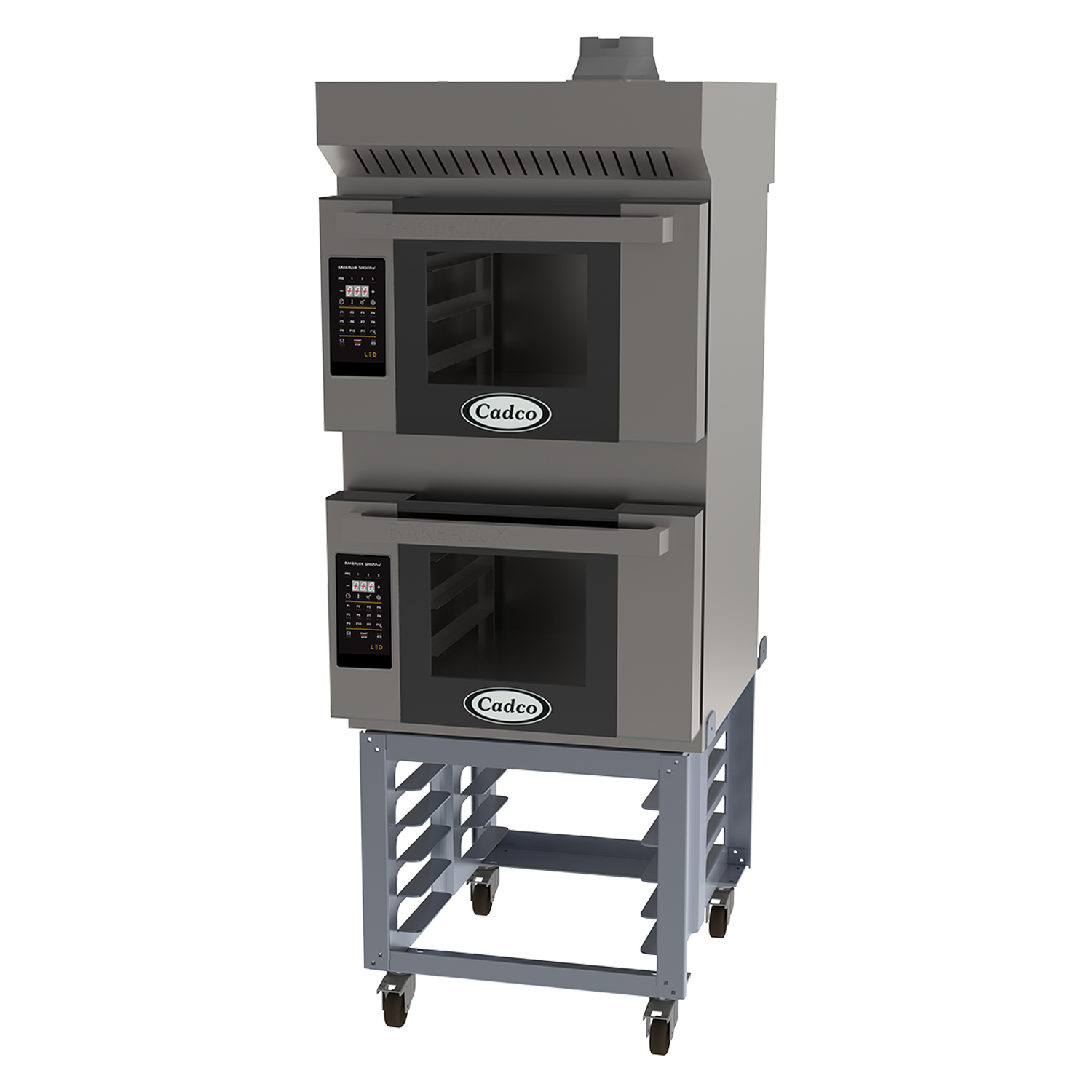 Bakerlux™ LED Heavy-Duty Convection Oven, electric, double stack half size with stand & ventless hood
