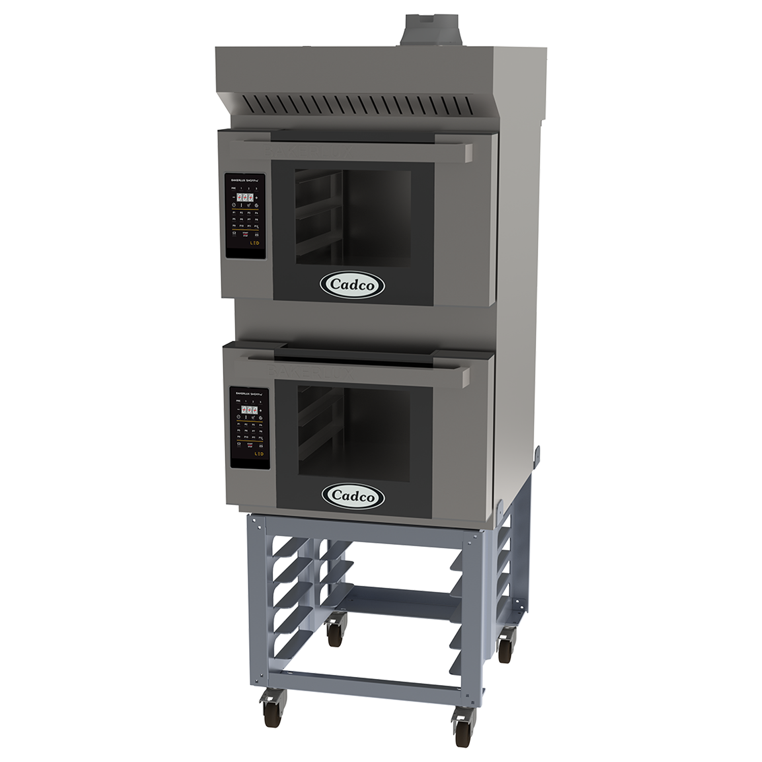 Bakerlux™ TOUCH Heavy-Duty Convection Oven, electric, double stack half size with stand and ventless hood