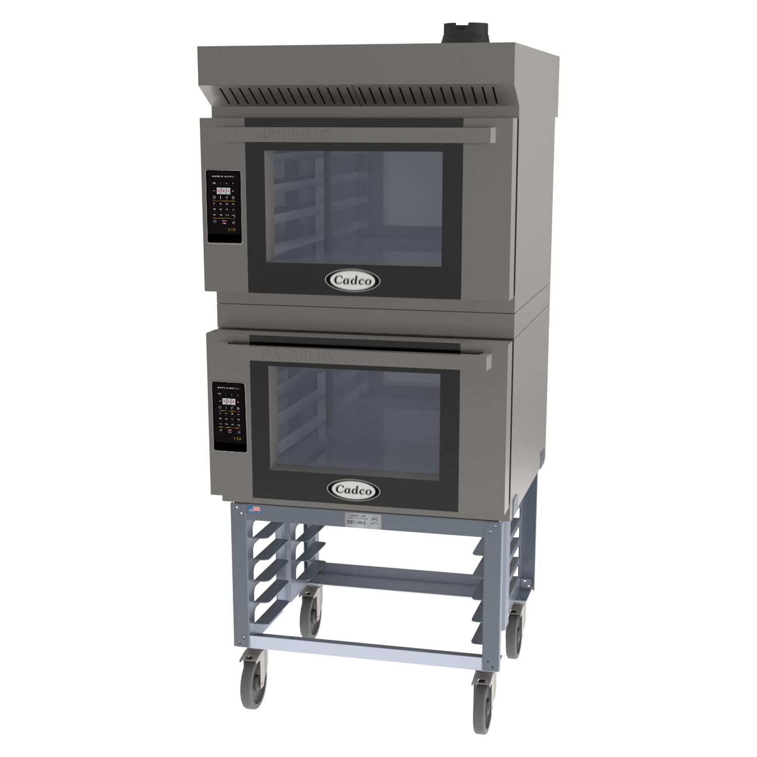 Bakerlux™ LED Heavy-Duty Convection Oven, electric, double stack full size with stand & ventless hood