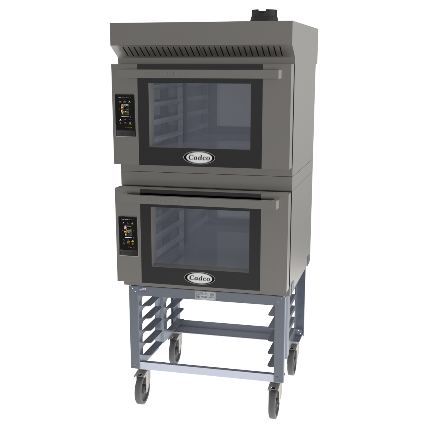 Bakerlux™ TOUCH Heavy-Duty Convection Oven, electric, double stack full size with stand & ventless hood