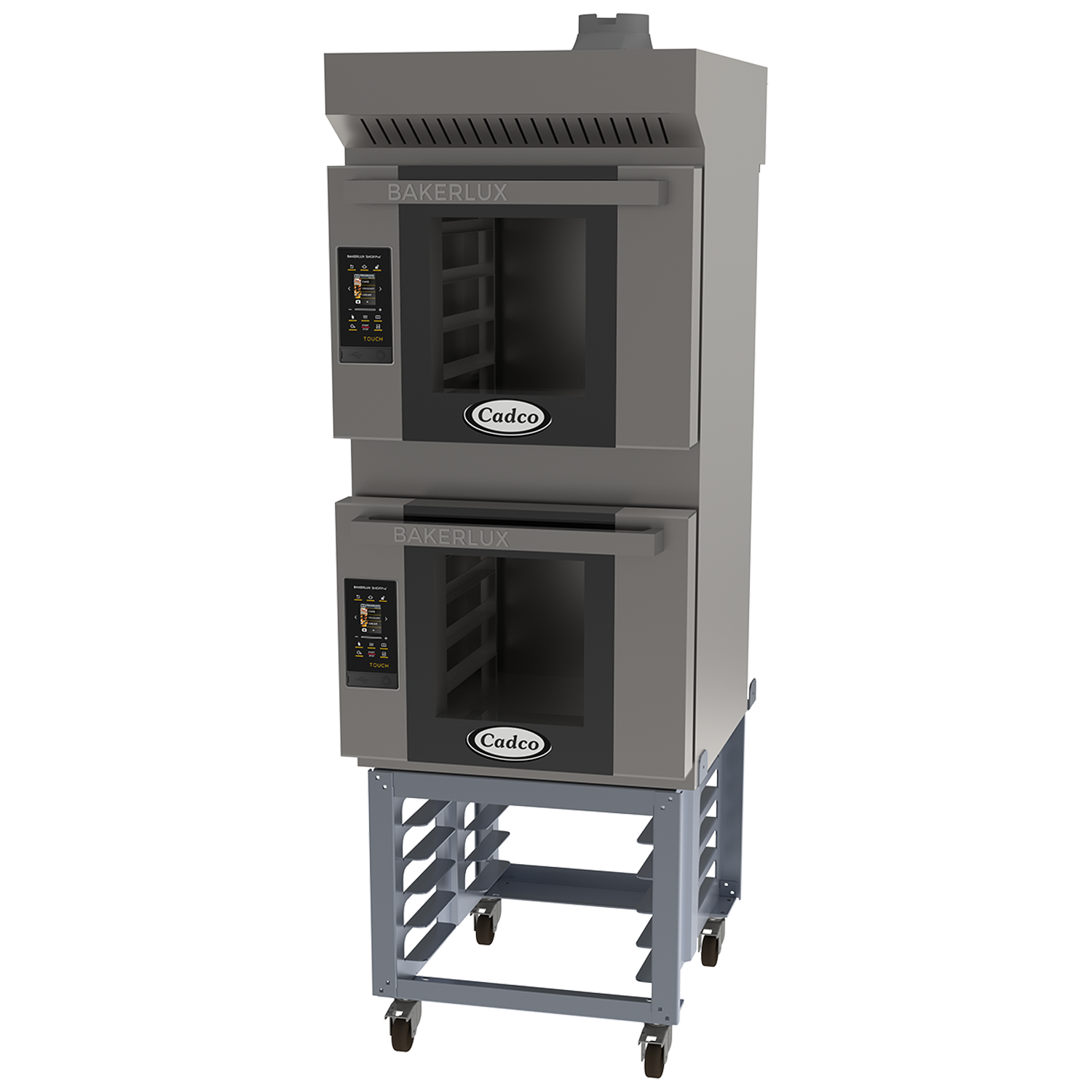 Bakerlux™ TOUCH Heavy-Duty Convection Oven, electric, double stack half size with stand & ventless hood