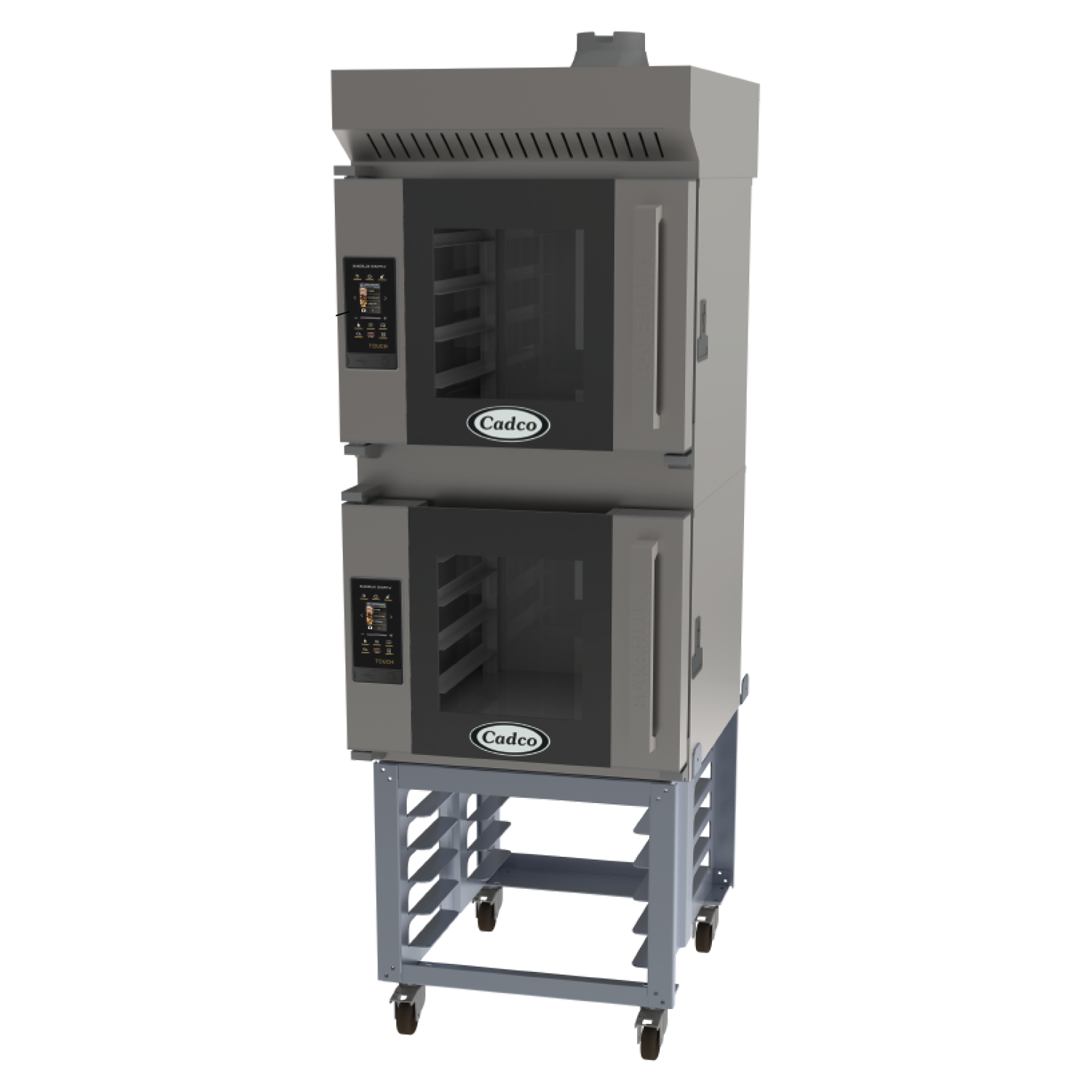 Bakerlux™ TOUCH Heavy-Duty Convection Oven, electric, double stack half size with stand & ventless hood
