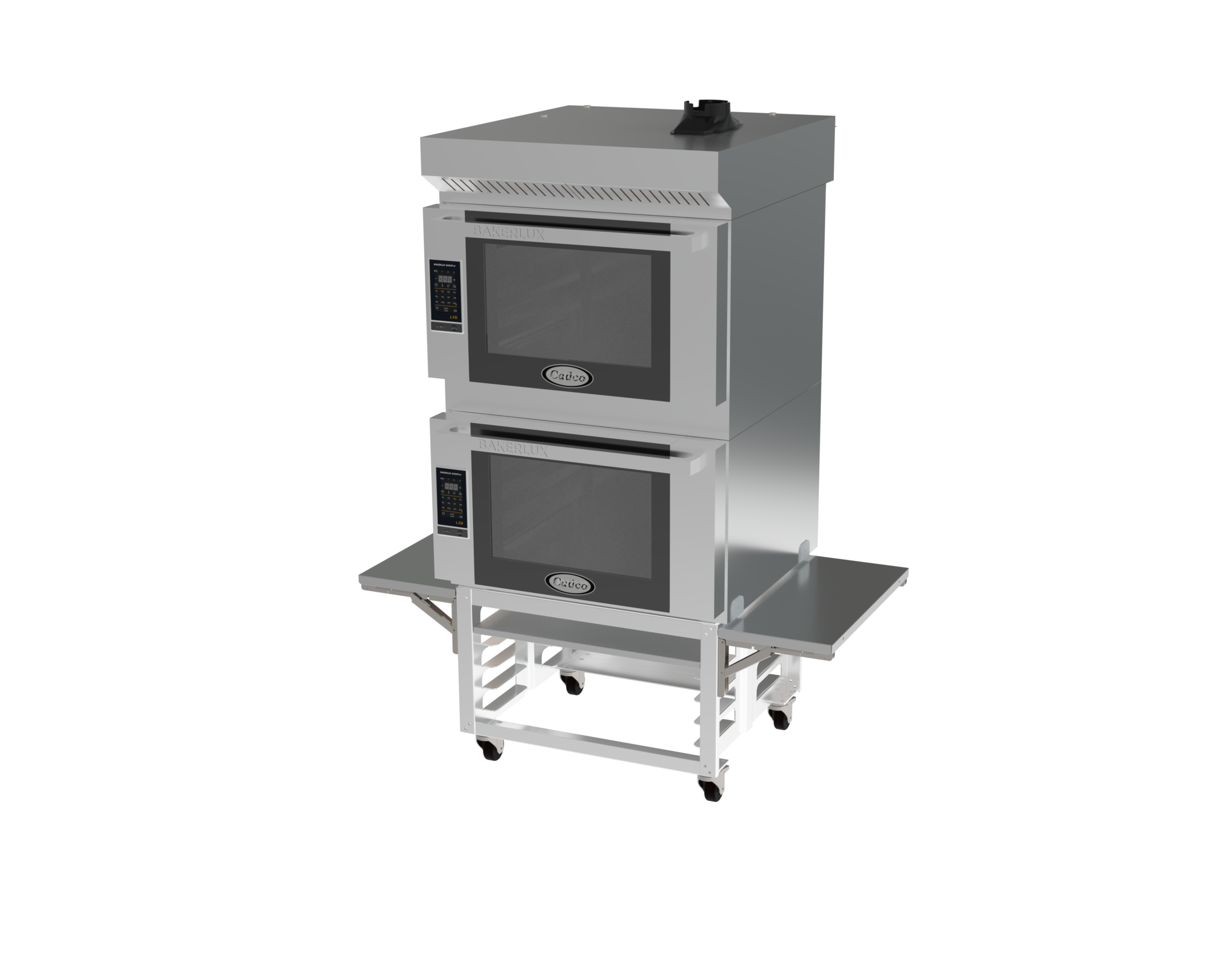Bakerlux™ Pizza Station, LED Heavy-Duty Convection Oven, electric, double stack, full size with stand & ventless system