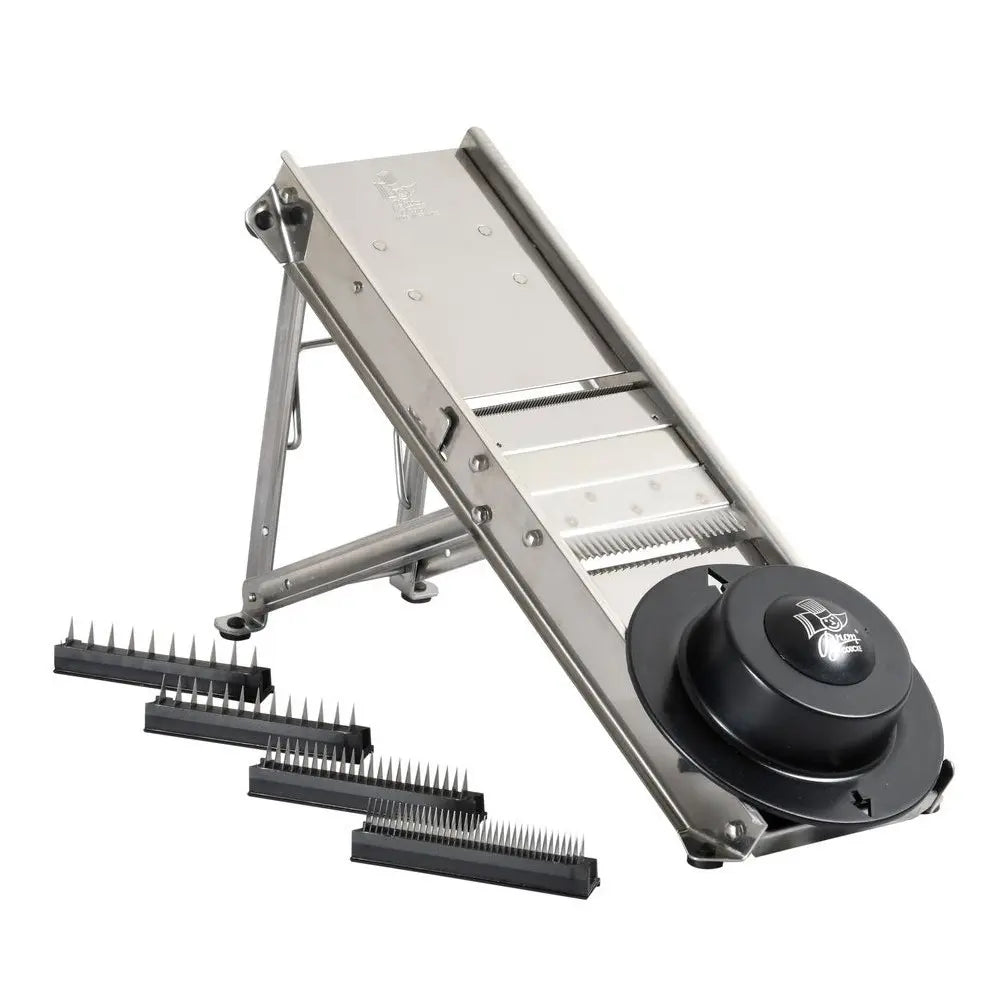 Bron Stainless Steel Mandoline with 1 Serrated Blase, 1 Straight Blade and 2 Julienne Blades