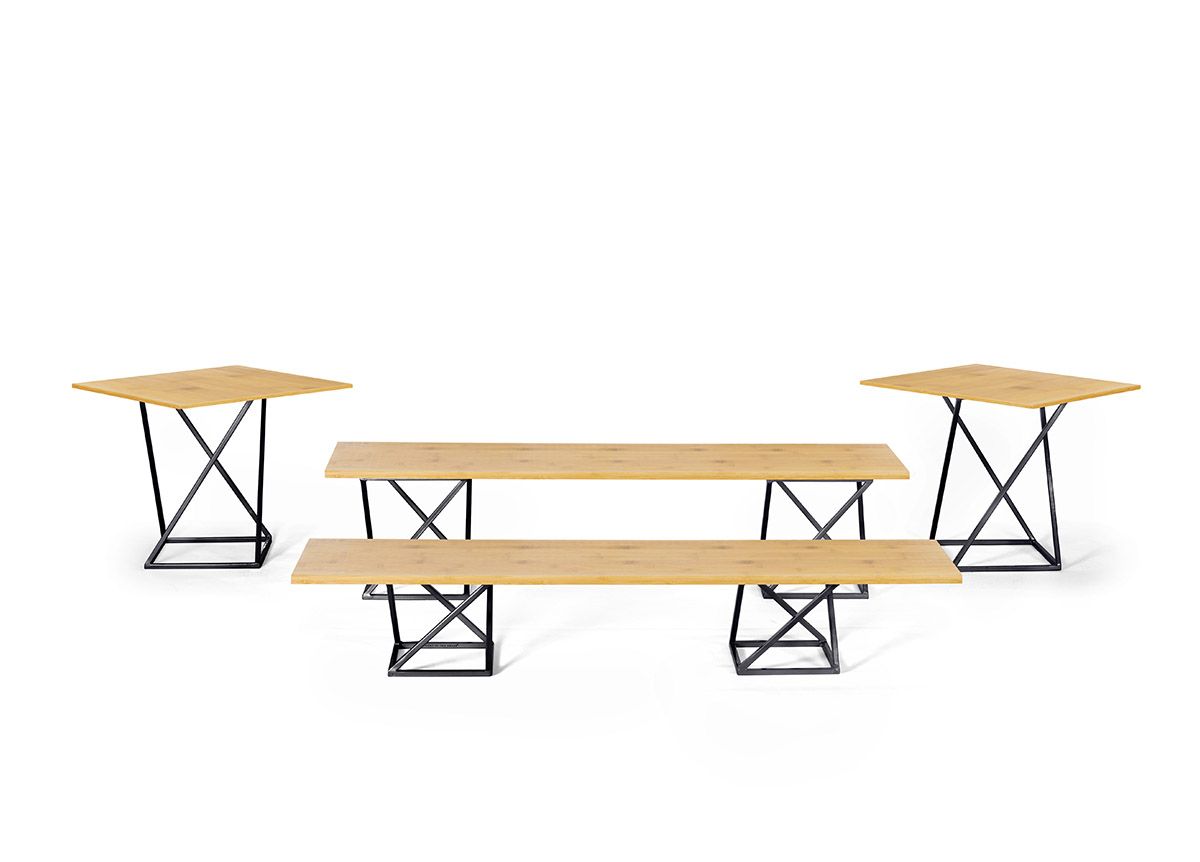 10-Piece Twist Riser Set, Natural Bamboo on Matte Black