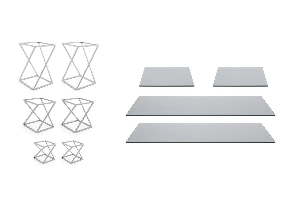 10-Piece Twist Riser Set, Smoke Glass on Silver