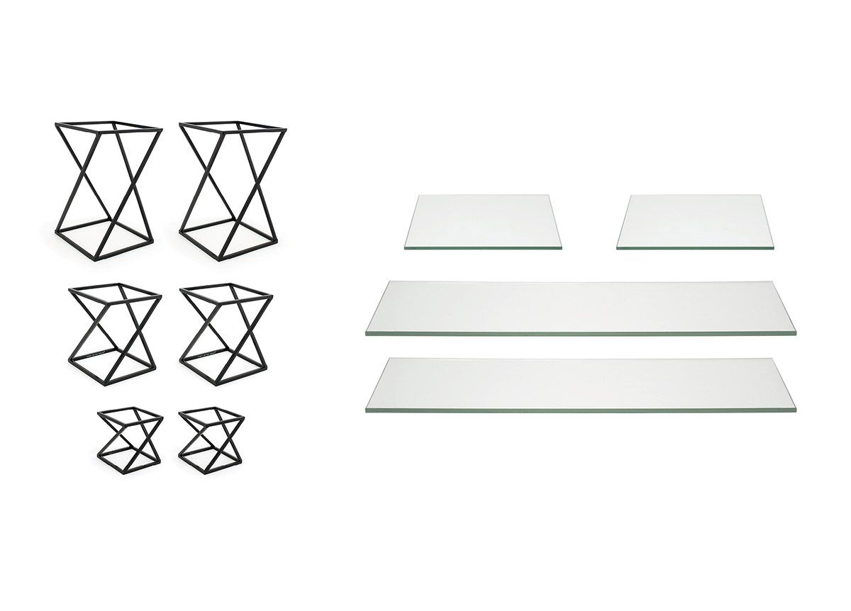 10-Piece Twist Riser Set, Clear Glass on Matte Black