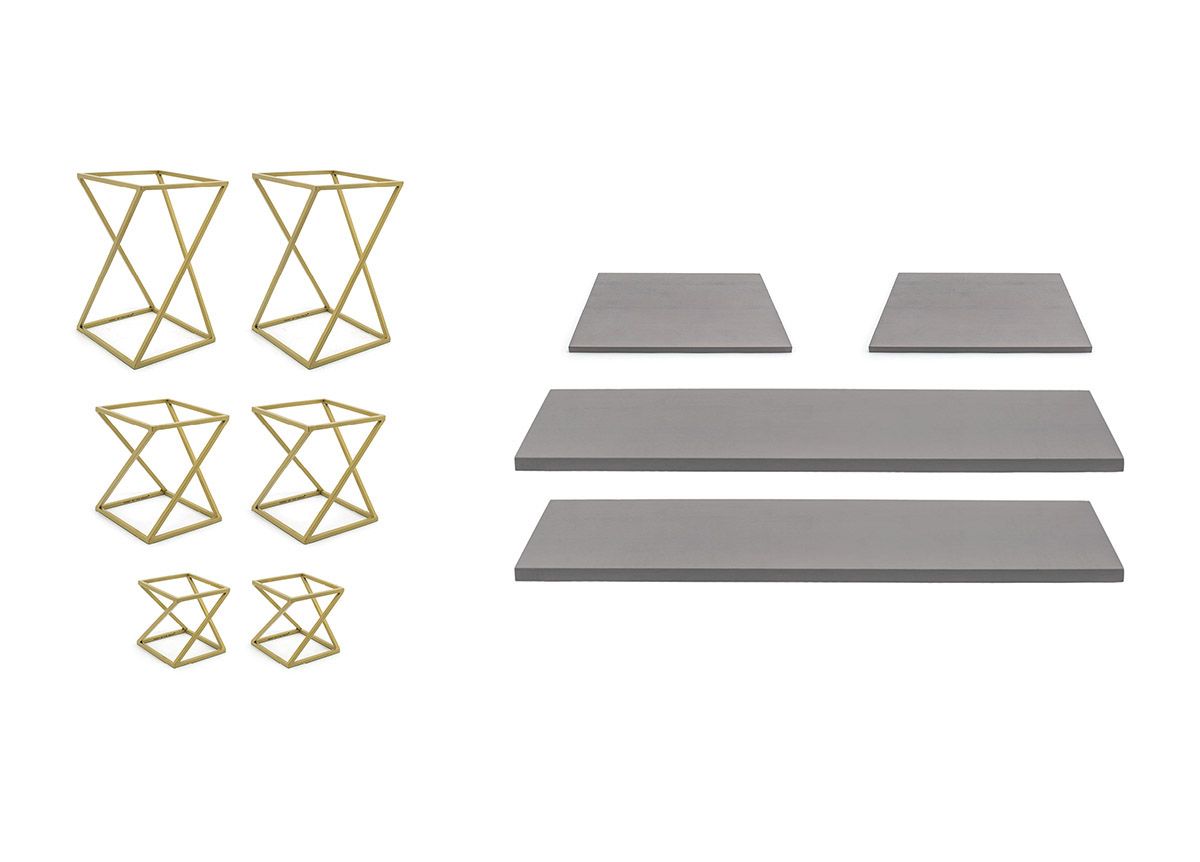 10-Piece Twist Riser Set, Smoke Bamboo on Matte Brass