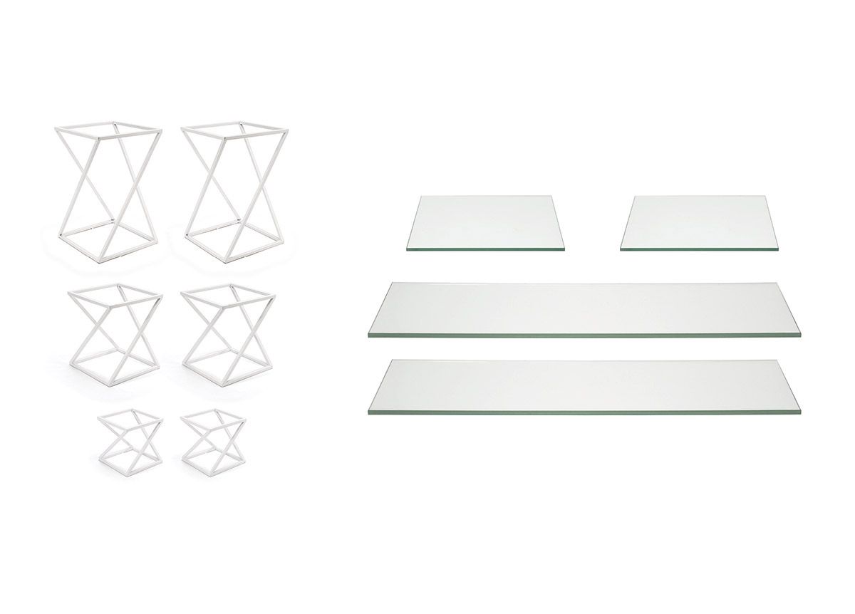 10-Piece Twist Riser Set, Clear Glass on White