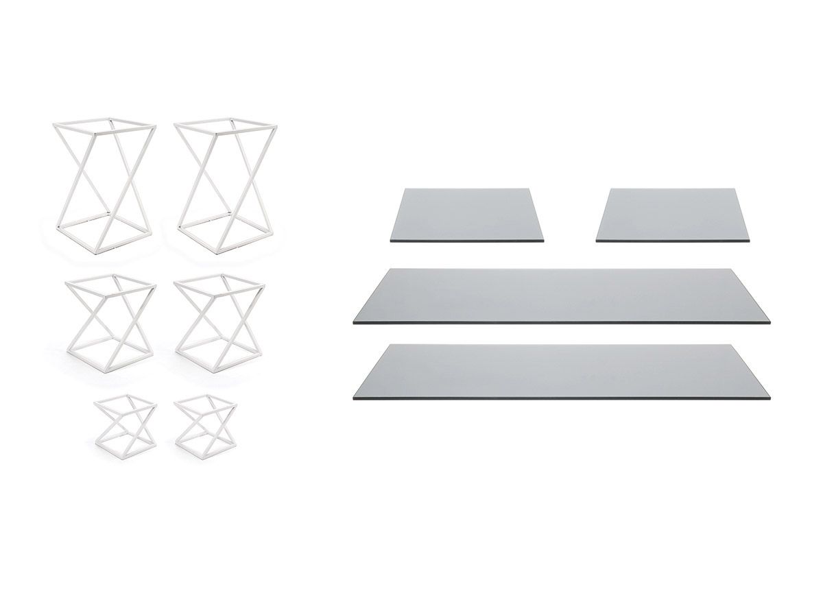 10-Piece Twist Riser Set, Smoke Glass on White