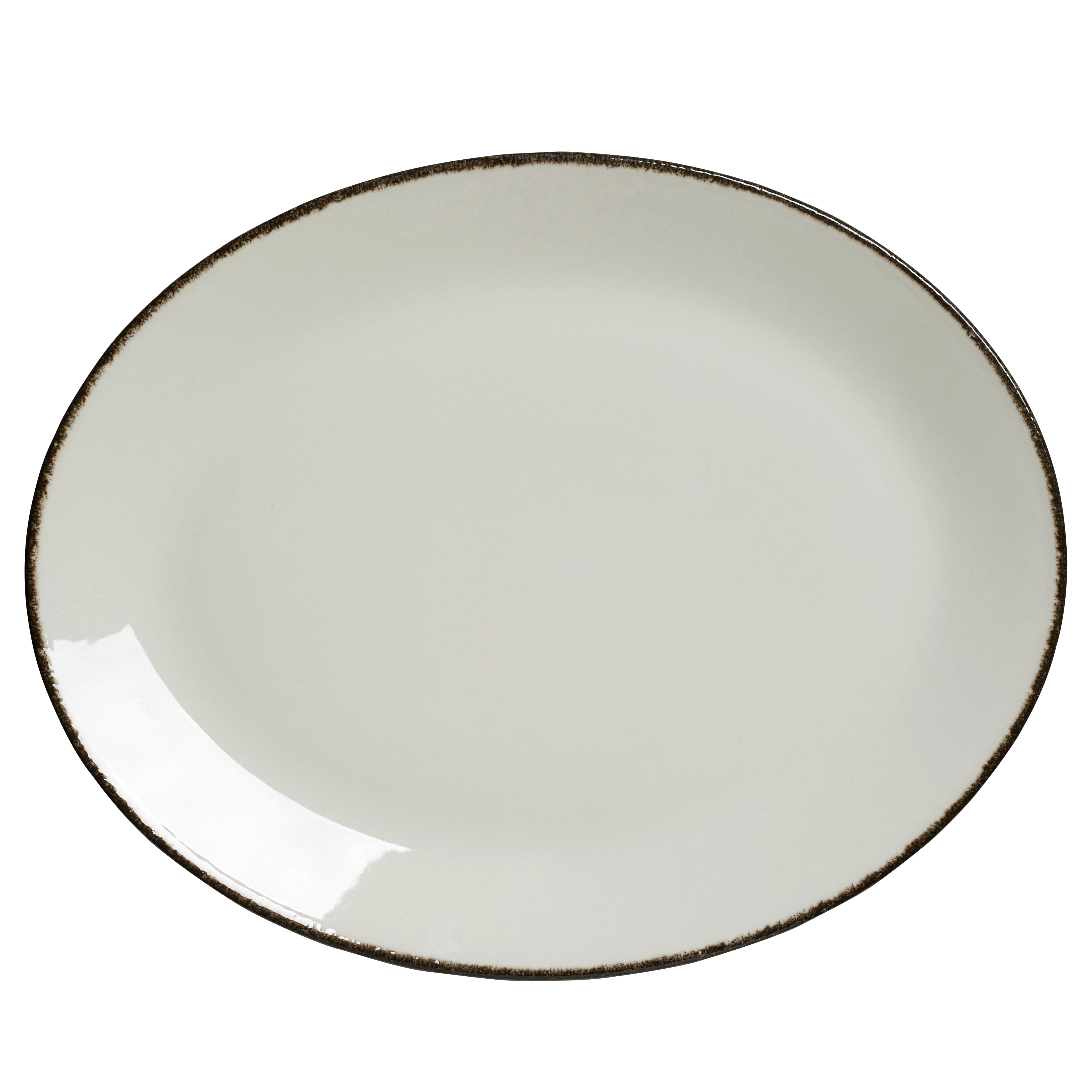 Oval Coupe Platter L 13.5" W 10.625" Charcoal Dapple