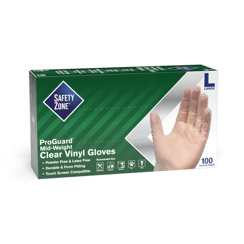 Large Clear Powdered Vinyl Gloves
