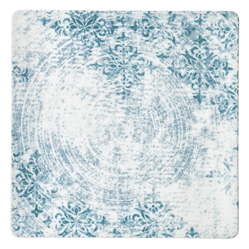 Shabby Chic Square Coupe Plate, 9-1/2", Structure Blue with Ornaments
