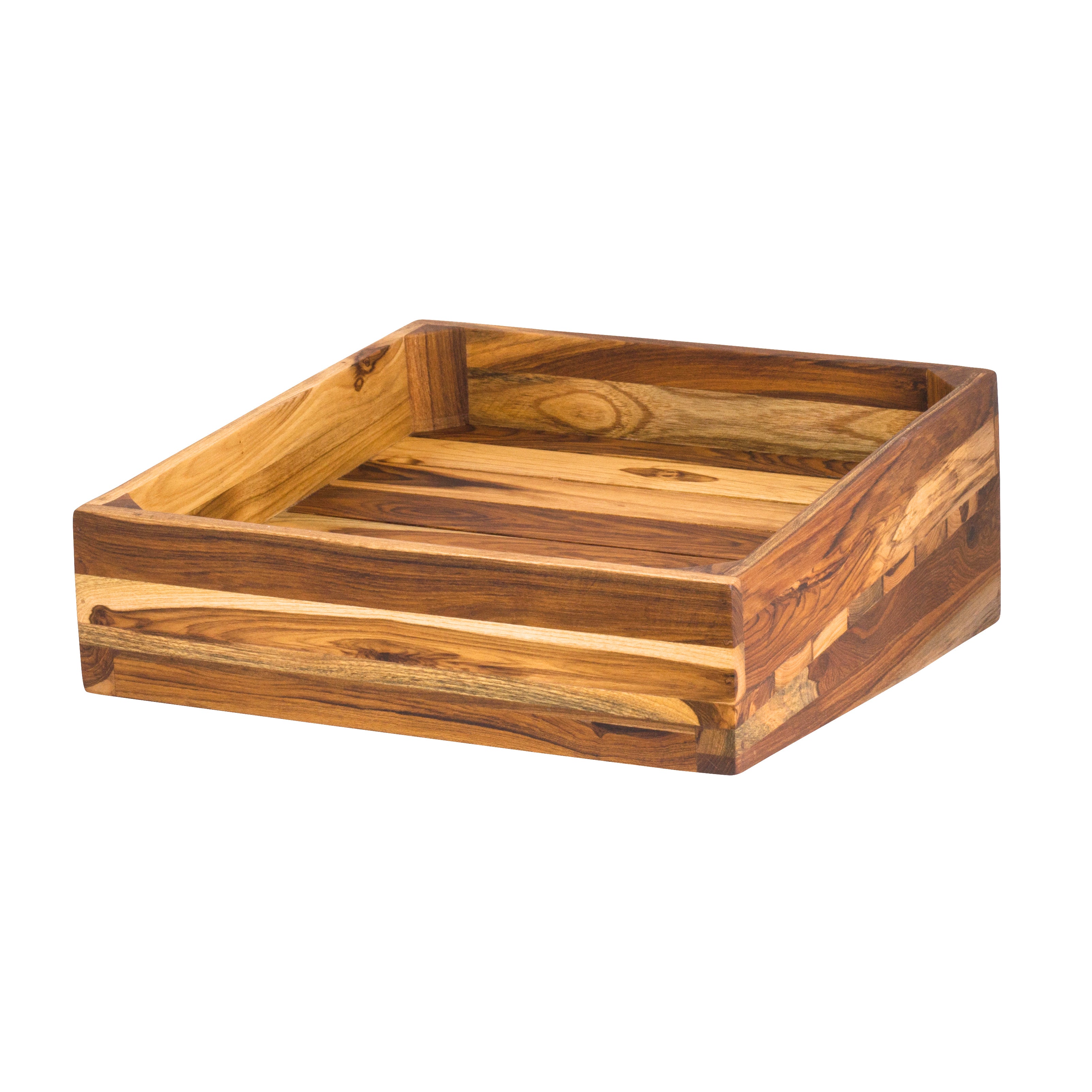 Fusion Wood Slatted Angle Basket L 14.0" W 14.0" Fusion Buffet S