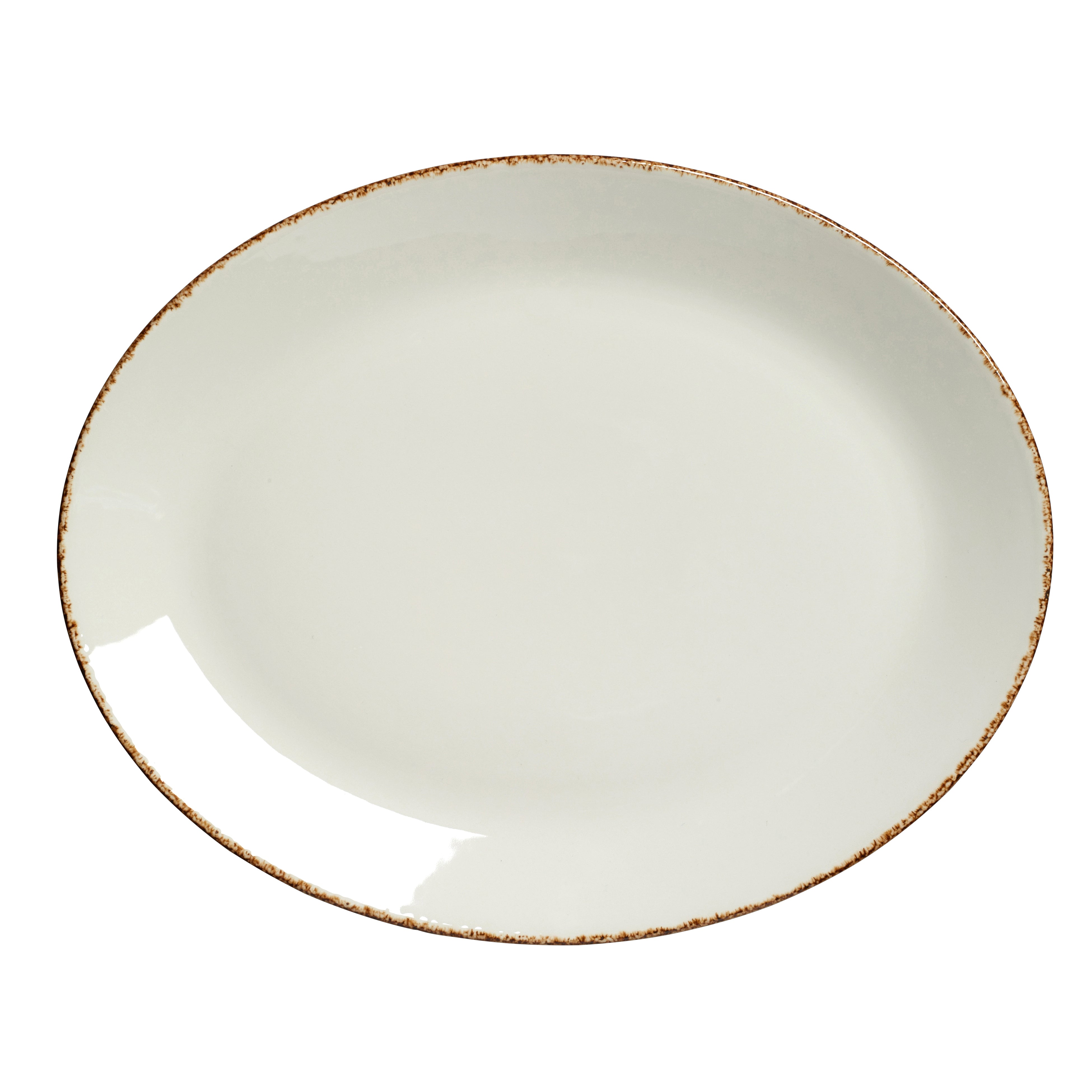 Oval Coupe Plate L 13.5" W 10.625" Brown Dapple