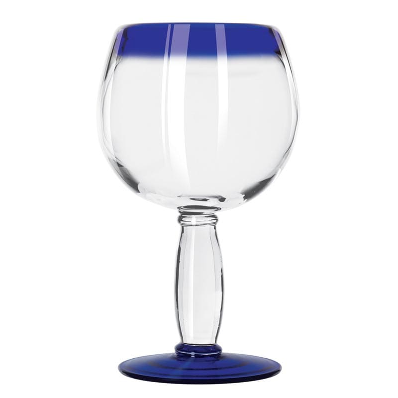 Aruba 16 oz. Round Cocktail Glass with Cobalt Blue Rim