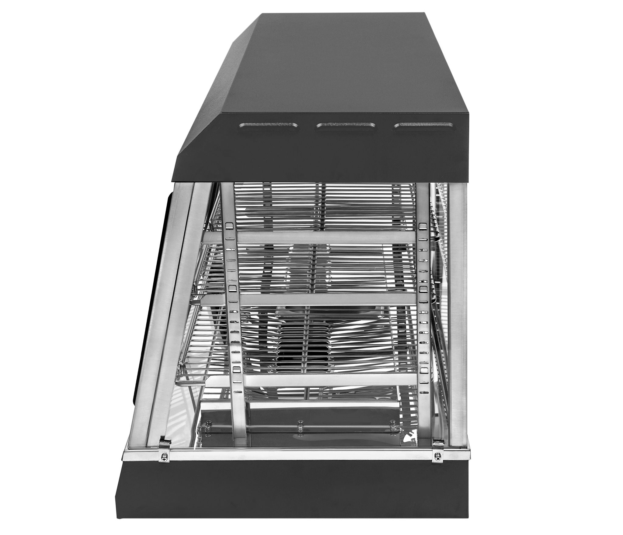 36-Inch-Wide 120-Volt Angled-Front Heated Display Case with Front and Rear Access In Black