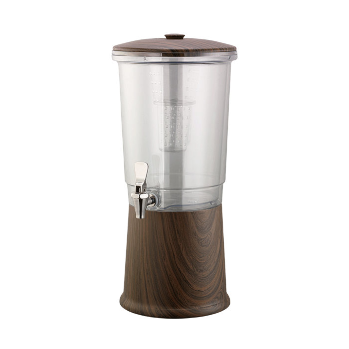 Double Wall Elite Stainless 3-Gallon Cold Beverage Dispenser in Dark Wood