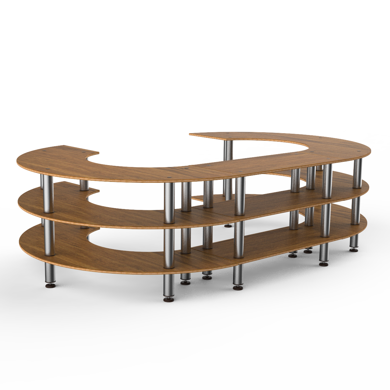 Kidney Shape Stadium Station L 129.0" W 81.5" Modular