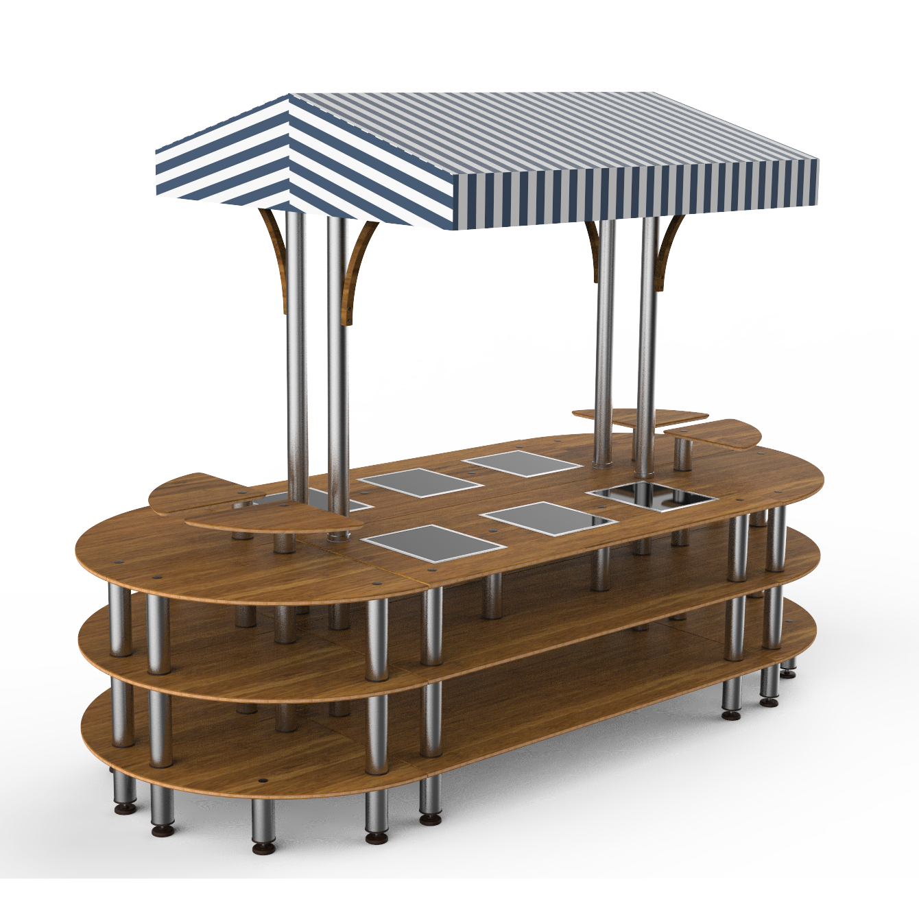 Round Warming Induction Market Station L 130.0" W 59.0" Modular