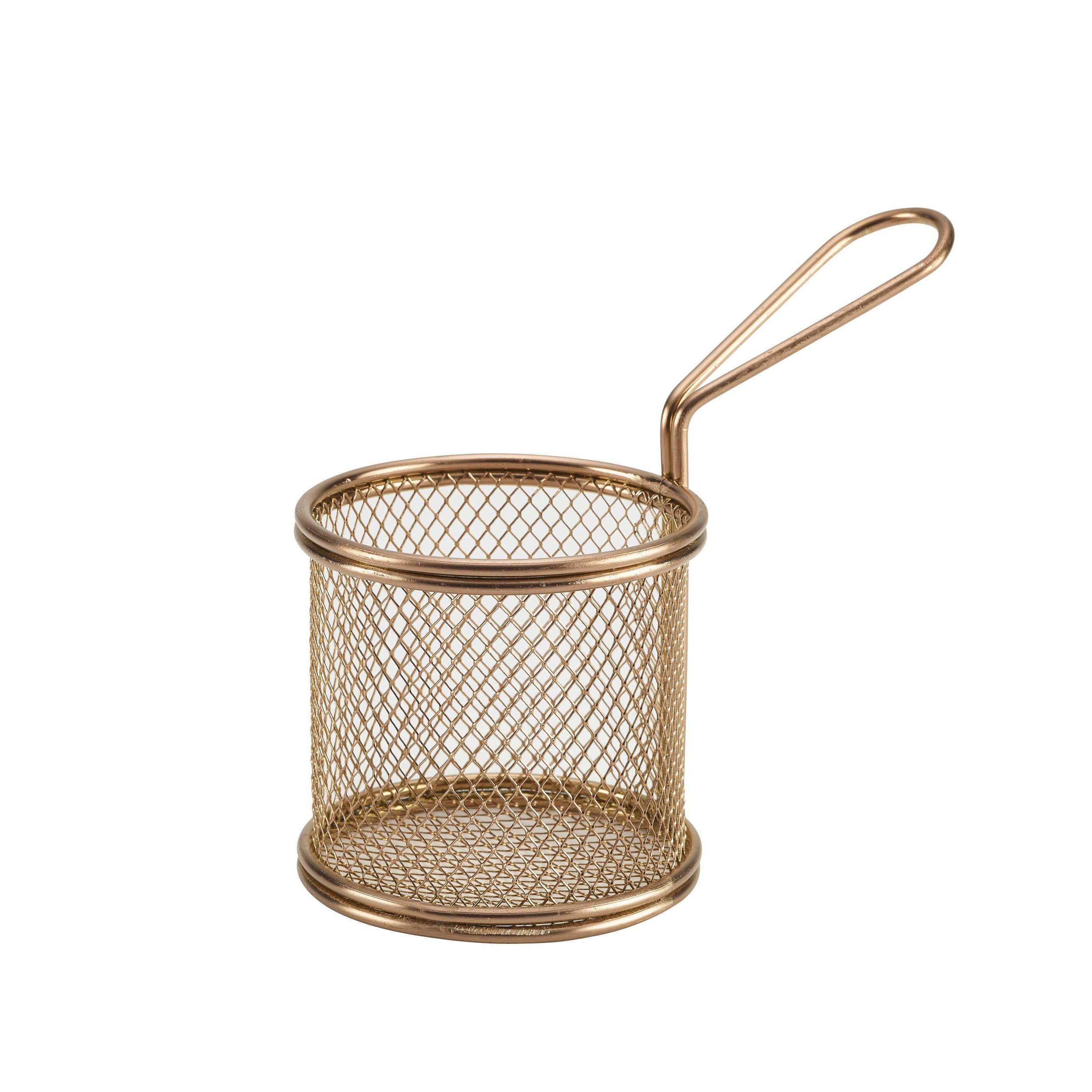 Round Fry Basket L 6.75" W 3.625" Gw Copper