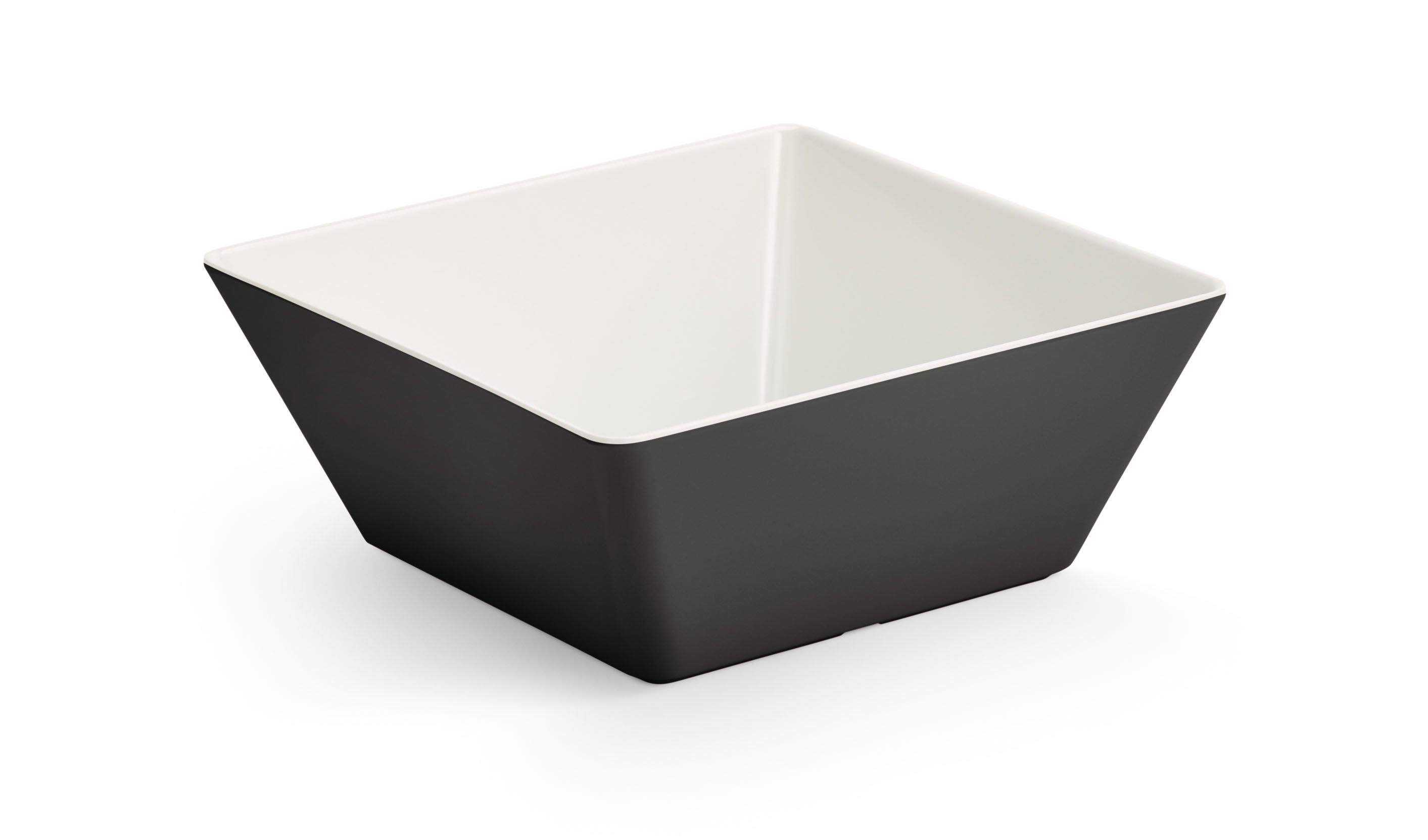 Large square melamine cubic display bowl in black - 3 liters
