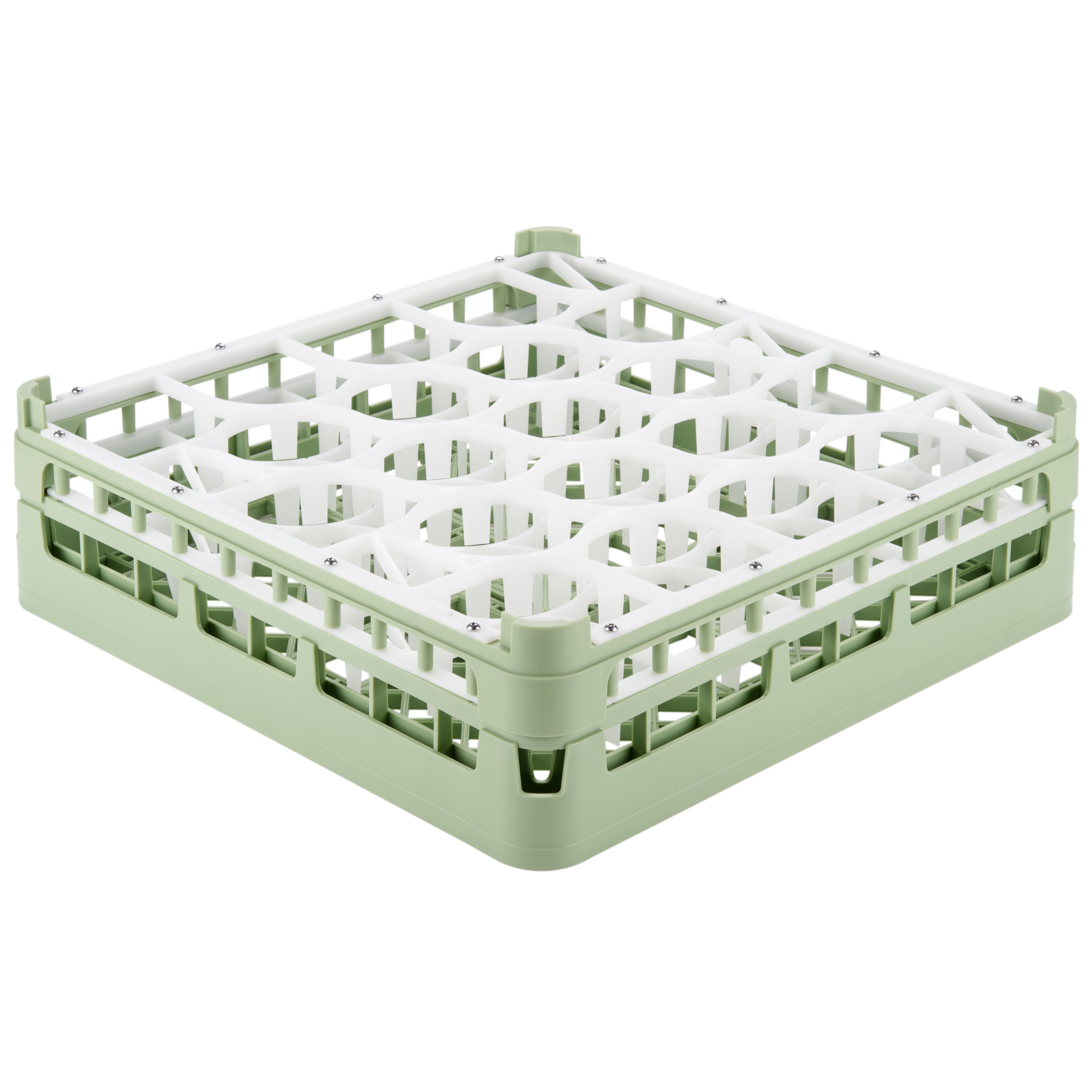 Signature Lemon Drop™ 20 compartment rack with medium-plus height in Light Green and top extender in Light Green