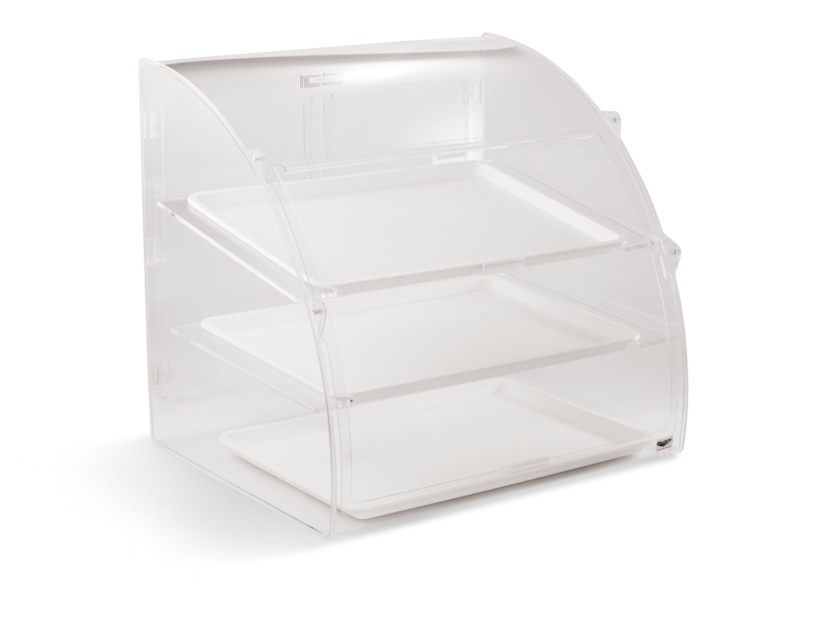 Large 3-tier clear acrylic Euro curved-front baked goods display case