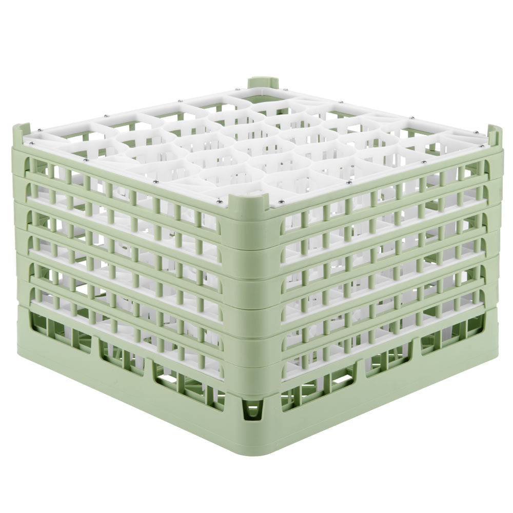 Signature Lemon Drop™ 30 compartment rack with xxxx-tall height in Light Green and top extender in Light Green