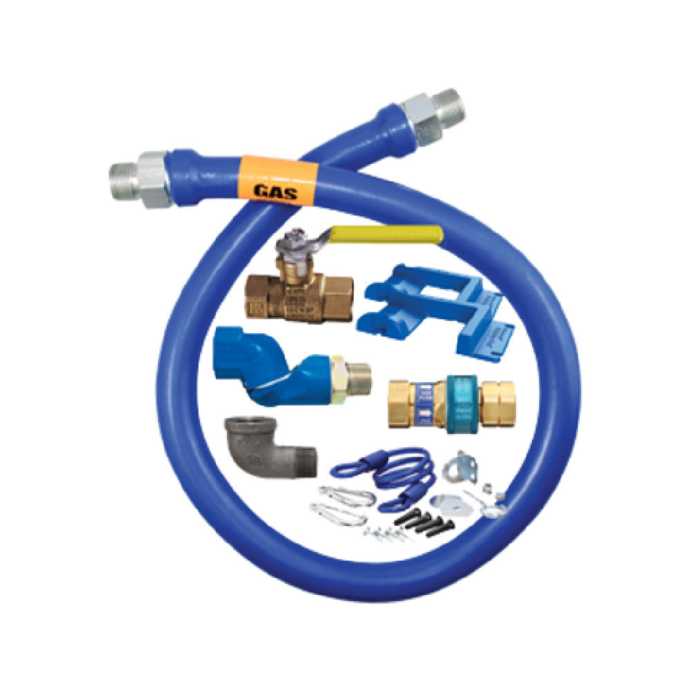 3/4"D Blue Hose™ Moveable Gas Connector Kit 36"L, Stainless Steel Braid, SnapFast® QD, Swivel MAX®, Elbow, Safety Set®, Full Port Valve