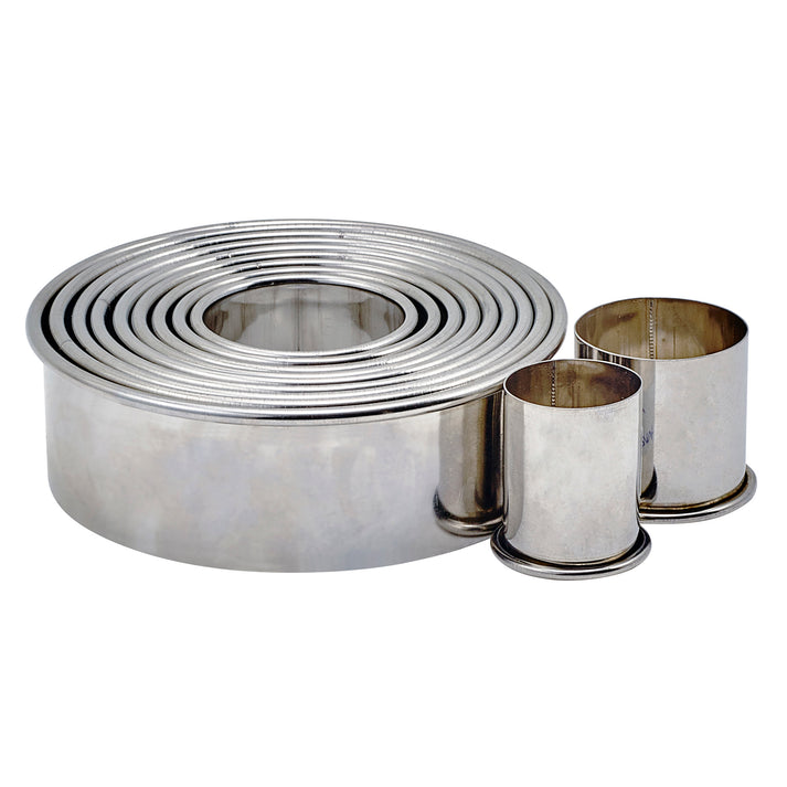 11-Piece Stainless Steel Cookie Cutter Set - Round and Plain