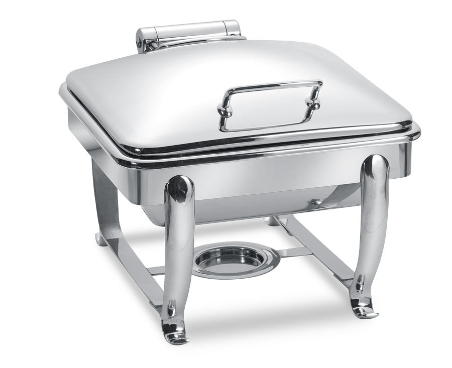 Park Avenue 6 Quart Square Chafing Dish w/ Hinged Lid, Stainless Steel, With Stand