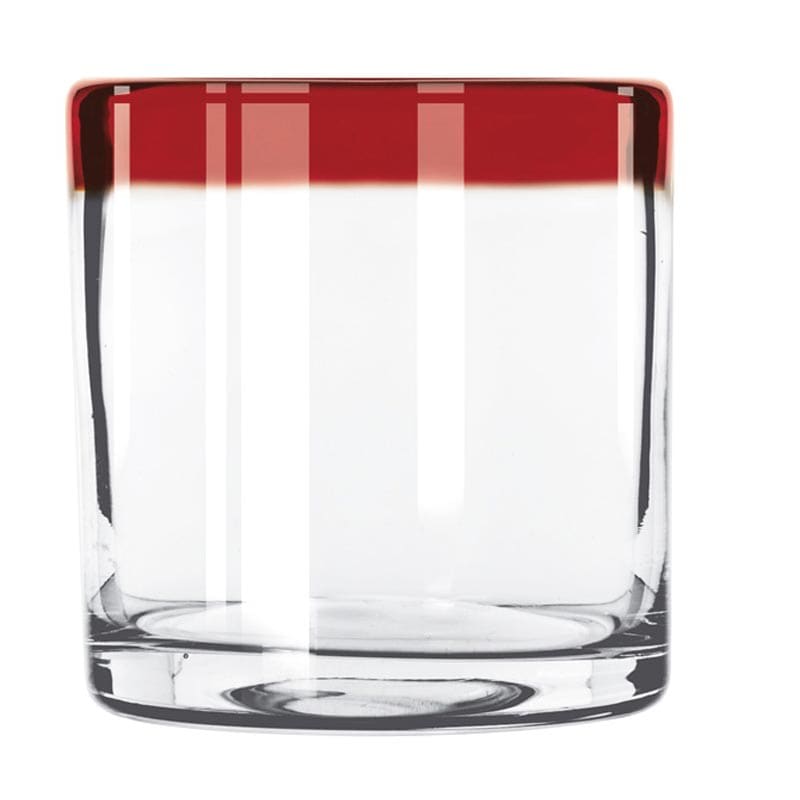 Aruba 12 oz. Rocks Glass with Red Rim