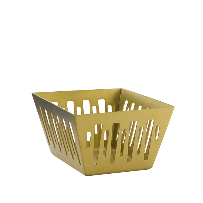 Sugar Packet Holder in Silver Stainless, Vintage Gold