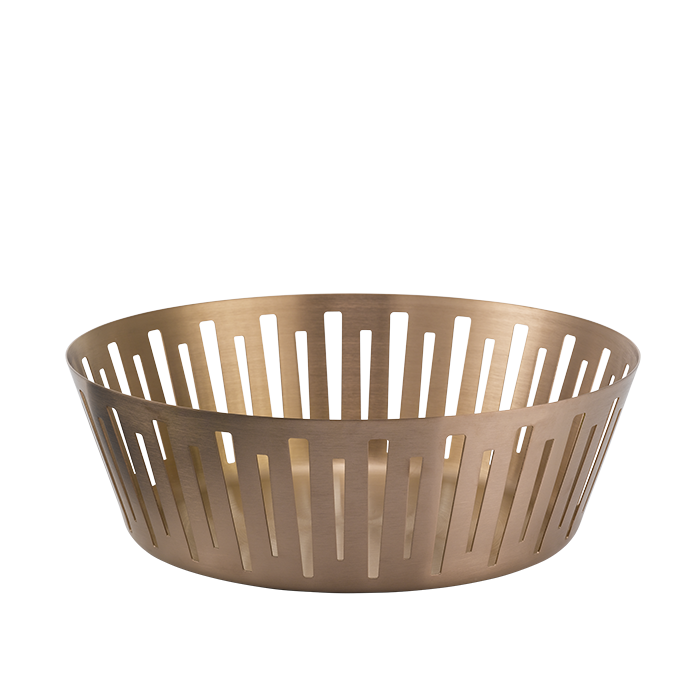 Round Bread Basket, 12", Silver Stainless, Gold