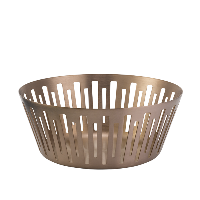 Round Bread Basket, 9", Silver Stainless, Gold