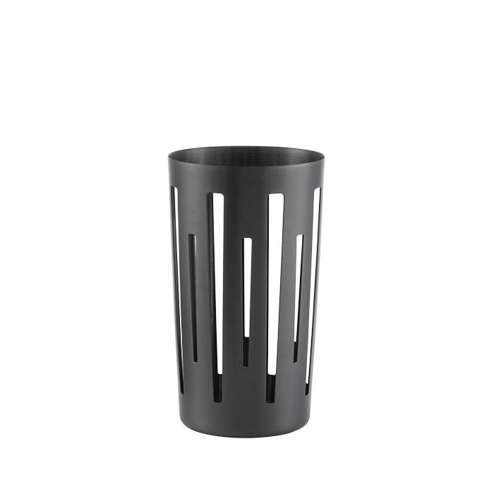 Tall Round Breadstick Basket, Silver Stainless, Black