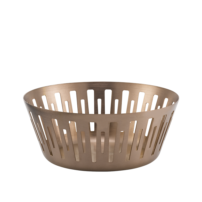 Round Bread Basket, 6.5", Silver Stainless, Gold