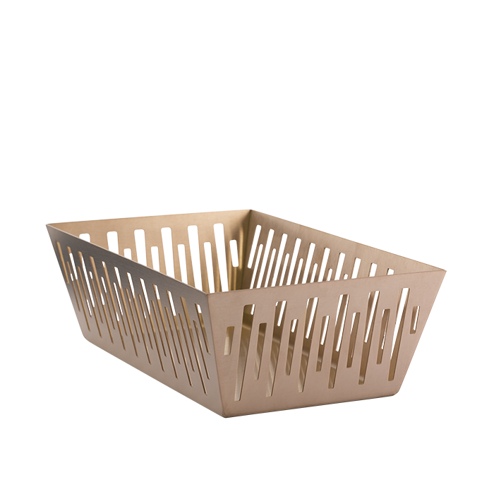 Rectangle Bread Basket, Silver Stainless, Gold